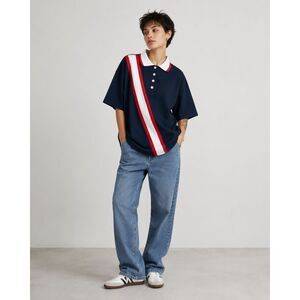 🆕 Cider Oversized Blokecore Patchy Collar Short Sleeve Polo Shirt